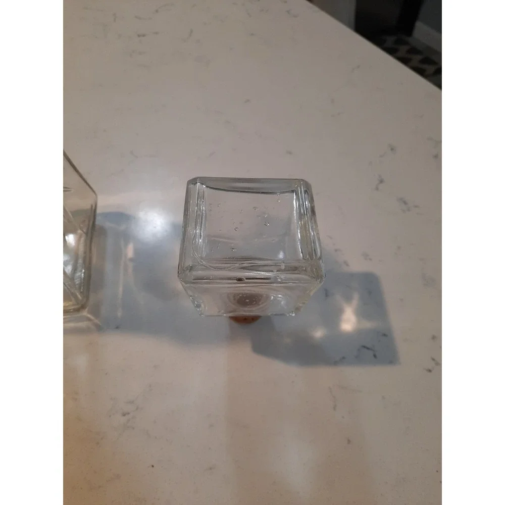 Vintage Starburst Clear Pressed Glass Liquor Decanter